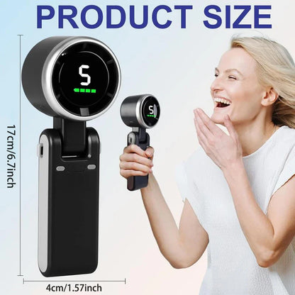 Portable 3-In-1 Turbo Handheld Fan, 5 High-Speed Settings, Type-C Charger