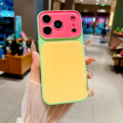 INS Dopamine Multi Color-Block Acrylic Phone Case for  17 16 15 14 Pro Max Camera Protection Shockproof Glossy Hard Cover