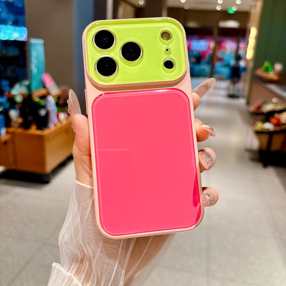 INS Dopamine Multi Color-Block Acrylic Phone Case for  17 16 15 14 Pro Max Camera Protection Shockproof Glossy Hard Cover