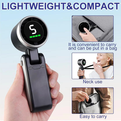 Portable 3-In-1 Turbo Handheld Fan, 5 High-Speed Settings, Type-C Charger