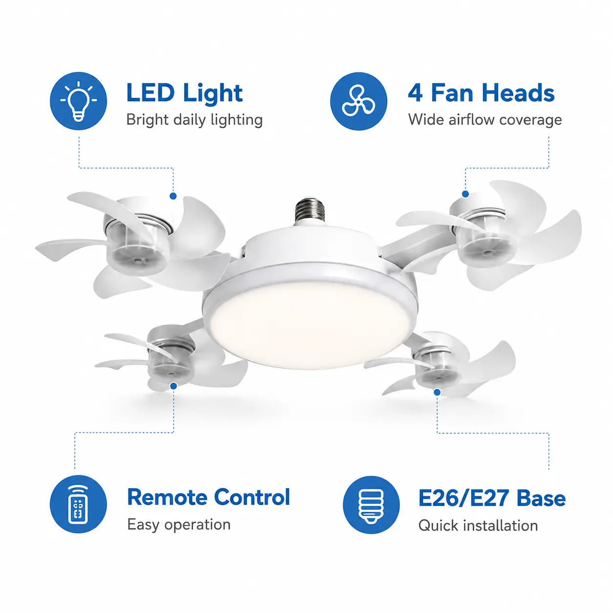 2-in-1 LED Ceiling Fan Light | Foldable Design with Remote