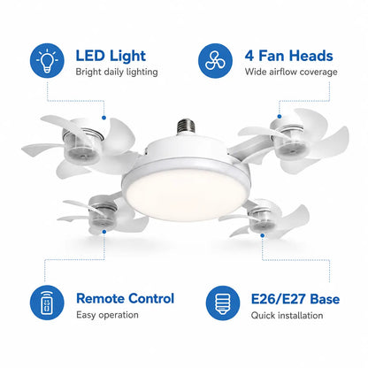 2-in-1 LED Ceiling Fan Light | Foldable Design with Remote