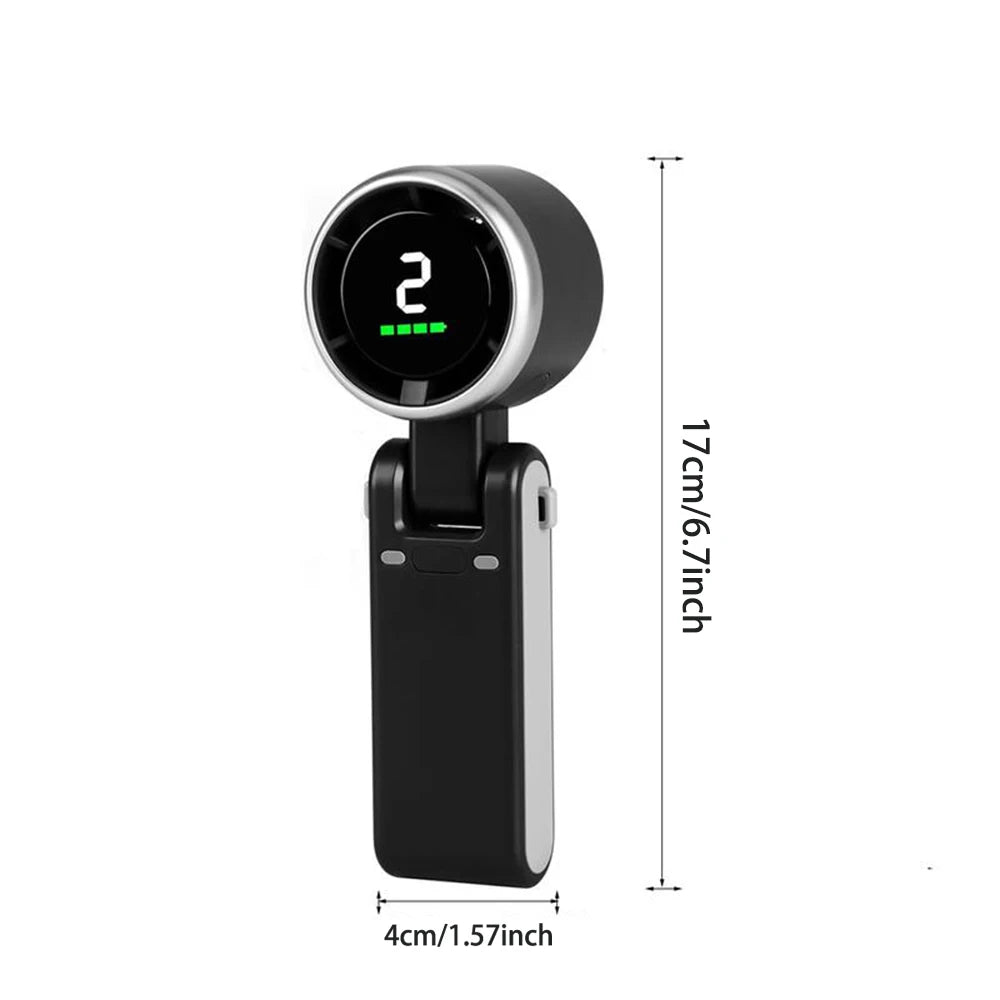 Portable 3-In-1 Turbo Handheld Fan, 5 High-Speed Settings, Type-C Charger