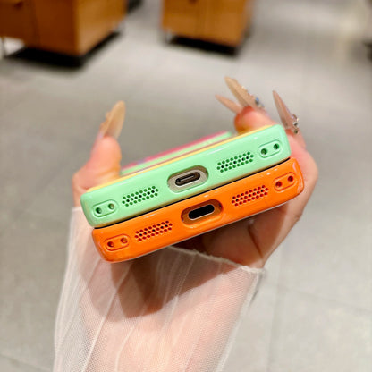 INS Dopamine Multi Color-Block Acrylic Phone Case for  17 16 15 14 Pro Max Camera Protection Shockproof Glossy Hard Cover