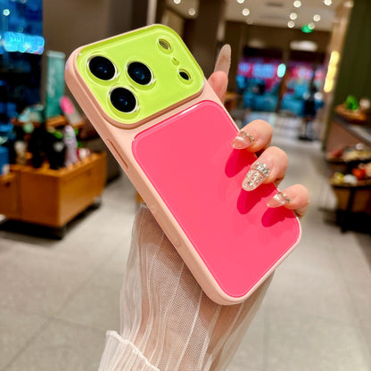 INS Dopamine Multi Color-Block Acrylic Phone Case for  17 16 15 14 Pro Max Camera Protection Shockproof Glossy Hard Cover