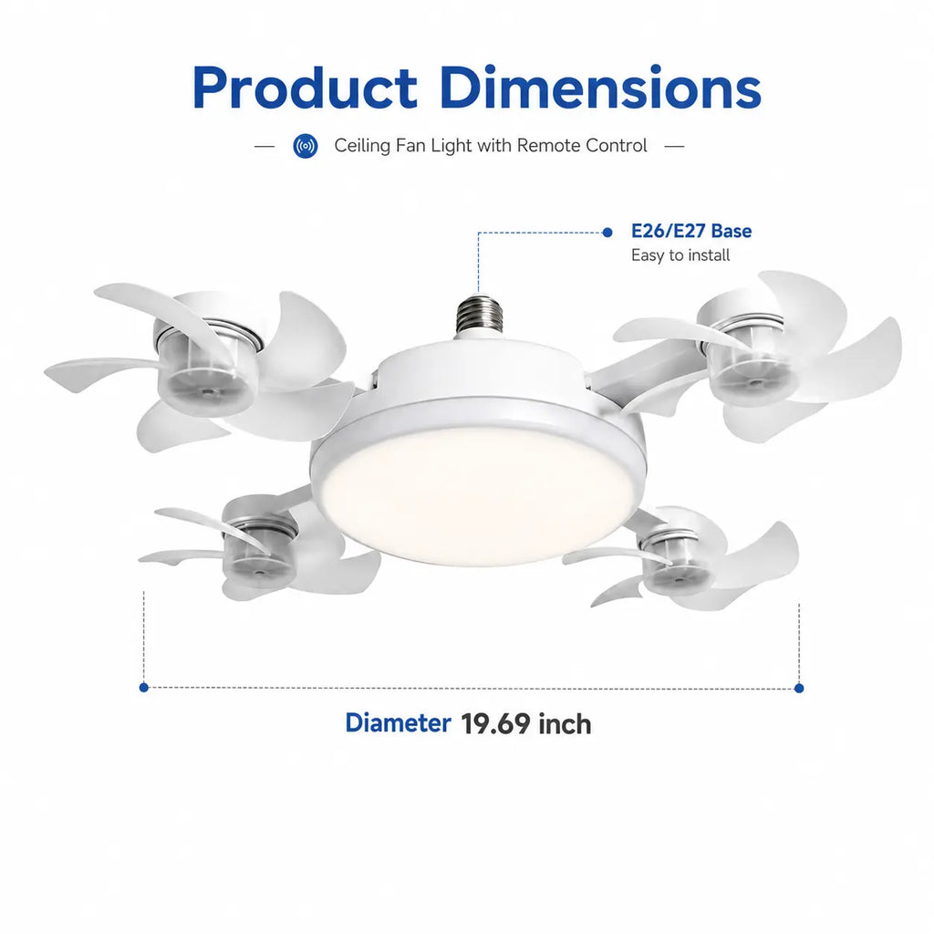 2-in-1 LED Ceiling Fan Light | Foldable Design with Remote