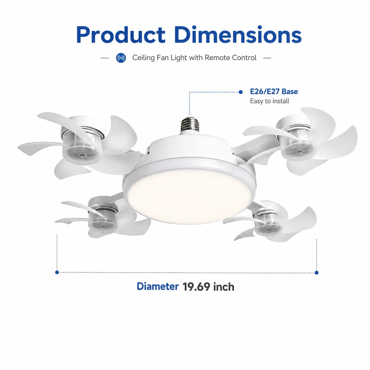 2-in-1 LED Ceiling Fan Light | Foldable Design with Remote