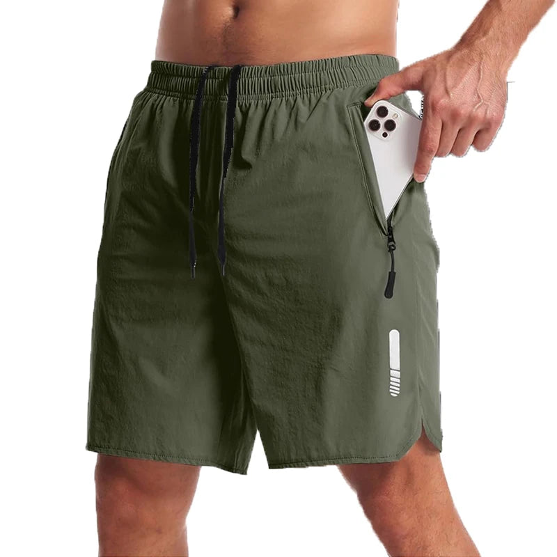 Men's New Trendy Quick-Dry Athletic Gym Shorts with Zipper Pockets & Adjustable Drawstring Waist
