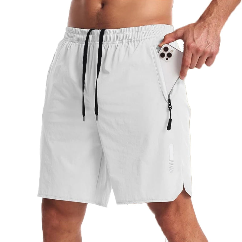 Men's New Trendy Quick-Dry Athletic Gym Shorts with Zipper Pockets & Adjustable Drawstring Waist
