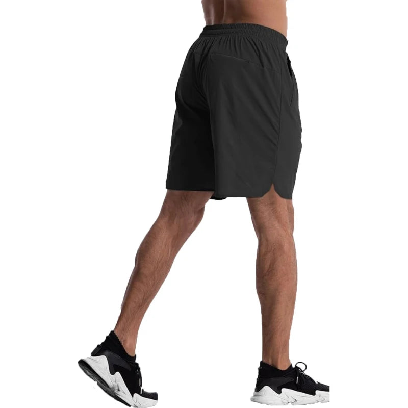 Men's New Trendy Quick-Dry Athletic Gym Shorts with Zipper Pockets & Adjustable Drawstring Waist