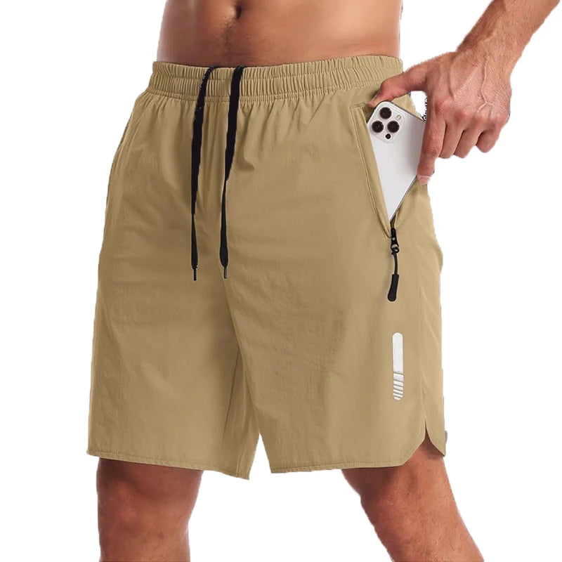 Men's New Trendy Quick-Dry Athletic Gym Shorts with Zipper Pockets & Adjustable Drawstring Waist