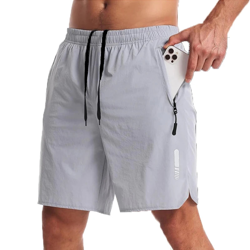 Men's New Trendy Quick-Dry Athletic Gym Shorts with Zipper Pockets & Adjustable Drawstring Waist