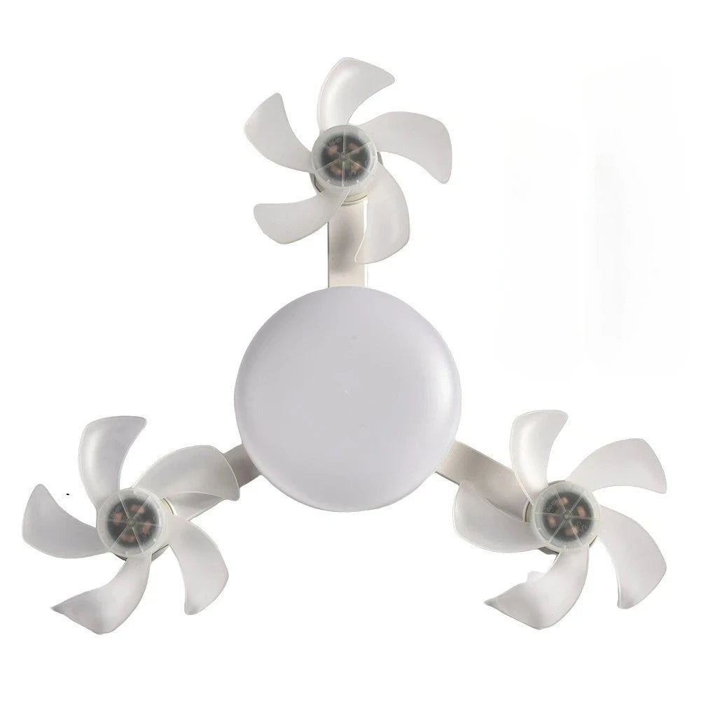 DroneDesign Silent LED Ceiling Fan Light with Remote | Dimmable 3-Color E27 Fan Lamp