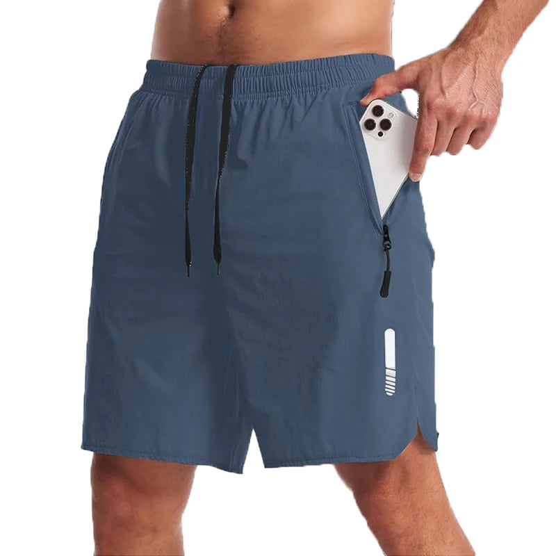 Men's New Trendy Quick-Dry Athletic Gym Shorts with Zipper Pockets & Adjustable Drawstring Waist