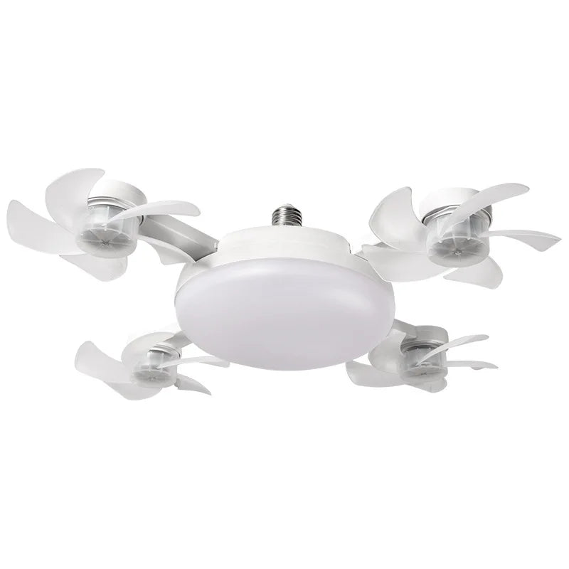 DroneDesign Silent LED Ceiling Fan Light with Remote | Dimmable 3-Color E27 Fan Lamp
