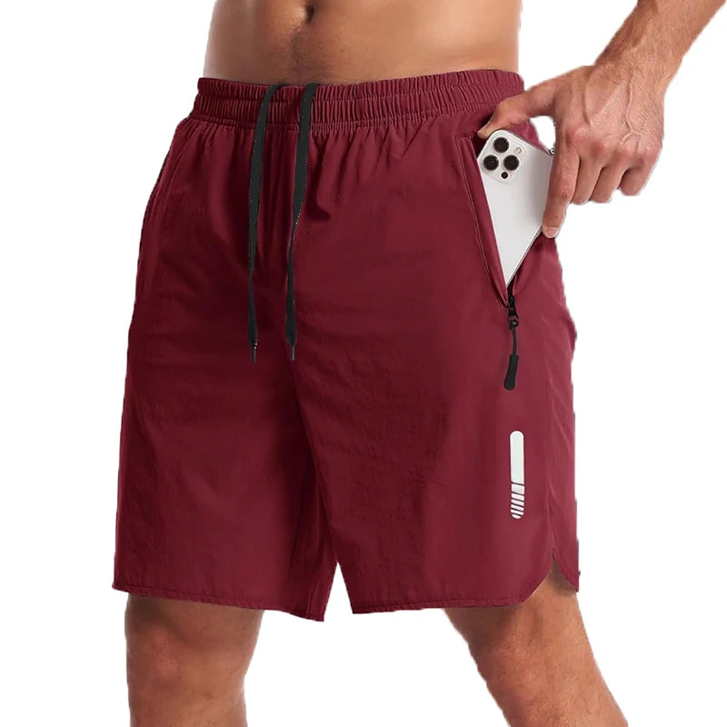 Men's New Trendy Quick-Dry Athletic Gym Shorts with Zipper Pockets & Adjustable Drawstring Waist