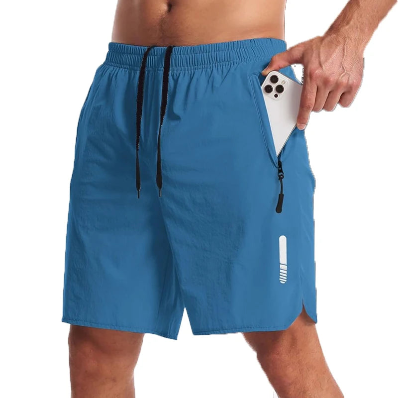 Men's New Trendy Quick-Dry Athletic Gym Shorts with Zipper Pockets & Adjustable Drawstring Waist
