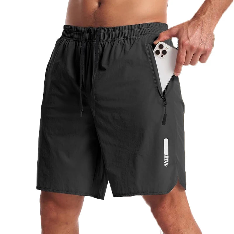 Men's New Trendy Quick-Dry Athletic Gym Shorts with Zipper Pockets & Adjustable Drawstring Waist