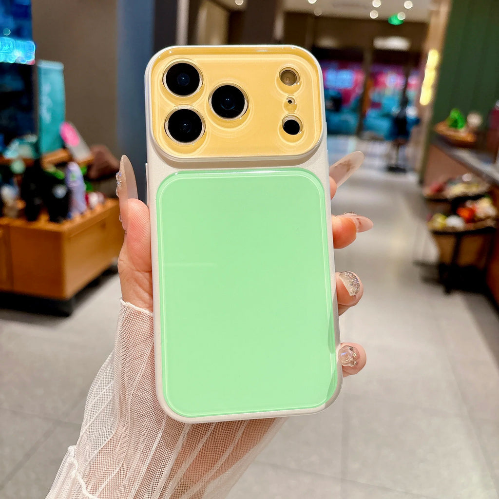 INS Dopamine Multi Color-Block Acrylic Phone Case for  17 16 15 14 Pro Max Camera Protection Shockproof Glossy Hard Cover