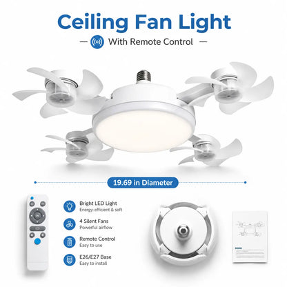 2-in-1 LED Ceiling Fan Light | Foldable Design with Remote